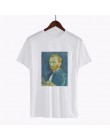 Bawełniany t-shirt z nadrukiem z krótkim rękawem z okrągłym dekoltem pod szyję Vincent Van Gogh