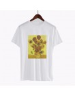 Bawełniany t-shirt z nadrukiem z krótkim rękawem z okrągłym dekoltem pod szyję Vincent Van Gogh