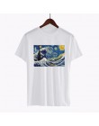 Bawełniany t-shirt z nadrukiem z krótkim rękawem z okrągłym dekoltem pod szyję Vincent Van Gogh