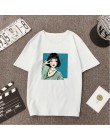 Koreański styl kobiety Tshirt wiosna moda lato druku z krótkim rękawem O szyi bawełna kobiety bluzki na co dzień luźne koszulkę 