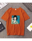 Koreański styl kobiety Tshirt wiosna moda lato druku z krótkim rękawem O szyi bawełna kobiety bluzki na co dzień luźne koszulkę 