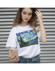 Lato kobiet T-shirt Van Gogh gwiazda ulzzang z krótkim rękawem na co dzień moda Harajuku duży rozmiar obraz olejny T-shirt z nad