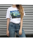 Lato kobiet T-shirt Van Gogh gwiazda ulzzang z krótkim rękawem na co dzień moda Harajuku duży rozmiar obraz olejny T-shirt z nad