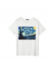 Lato kobiet T-shirt Van Gogh gwiazda ulzzang z krótkim rękawem na co dzień moda Harajuku duży rozmiar obraz olejny T-shirt z nad