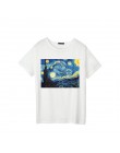 Lato kobiet T-shirt Van Gogh gwiazda ulzzang z krótkim rękawem na co dzień moda Harajuku duży rozmiar obraz olejny T-shirt z nad