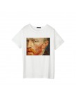 Lato kobiet T-shirt Van Gogh gwiazda ulzzang z krótkim rękawem na co dzień moda Harajuku duży rozmiar obraz olejny T-shirt z nad