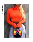 BOOFEENAA Neon kolor bluza z golfem Crop top z długim rękawem kobiety Sexy Slim jesień zima ulicy topy Tshirt Streetwear C70-I23