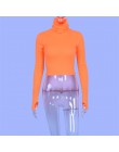 BOOFEENAA Neon kolor bluza z golfem Crop top z długim rękawem kobiety Sexy Slim jesień zima ulicy topy Tshirt Streetwear C70-I23