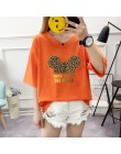 2019 lato nowego kobiet T-shirt Cute Cartoon Mickey Leopard Print Tee koszula luźne przypadkowa kobieta Harajuku Kawaii ubrania