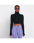 BOOFEENAA Neon kolor bluza z golfem Crop top z długim rękawem kobiety Sexy Slim jesień zima ulicy topy Tshirt Streetwear C70-I23