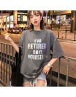 Koreański moda lato T koszula kobiety list druku luźne casual harajuku koszulka z krótkim rękawem żółty tshirt topy w dużych roz