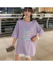 Koreański moda lato T koszula kobiety list druku luźne casual harajuku koszulka z krótkim rękawem żółty tshirt topy w dużych roz