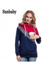 Sunbaby 2018 wiosna moda Casual patchwork odzież ciążowa z długim rękawem karmienie top bluza z kapturem dla kobiet w ciąży