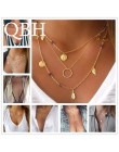 Hot moda wielowarstwowe długi Tassel Feather liść moneta obojczyka wisiorki naszyjnik Punk łańcuch... Collares mujer Bijoux biżu