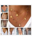 Hot moda wielowarstwowe długi Tassel Feather liść moneta obojczyka wisiorki naszyjnik Punk łańcuch... Collares mujer Bijoux biżu