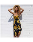 Sexy V Neck Backless kwiatowy lato plaża sundress sukienka kobiety 2019 biały Boho w paski przycisk słonecznika Daisy Party suki