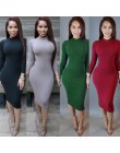 Sexy kobiety bandaża sukni jesień sweter z golfem szczupła z długim rękawem Bodycon sukienka moda wysoka Neck klub płaszcza suki