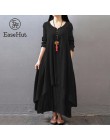 EaseHut w stylu Vintage kobiety dorywczo luźna sukienka z długim rękawem Boho etniczne jesień długi Maxi sukienki Plus rozmiar R