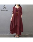 EaseHut w stylu Vintage kobiety dorywczo luźna sukienka z długim rękawem Boho etniczne jesień długi Maxi sukienki Plus rozmiar R