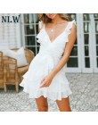 NLW głębokie V Neck żółty Sexy sukienka wzburzyć łuk kobiet sukienka zielony solidny nieformalny czeski plaża sukienka Vestidos