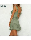 NLW głębokie V Neck żółty Sexy sukienka wzburzyć łuk kobiet sukienka zielony solidny nieformalny czeski plaża sukienka Vestidos