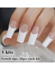 24 sztuk/zestaw biały francuski Manicure pół tipsy przezroczysty kwadratowy francuskie paznokcie DIY przedłużenie paznokci końcó