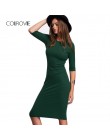 COLROVIE pracy lato styl kobiety Bodycon sukienki Sexy Casual zielony Crew Neck pół rękaw Midi sukienka