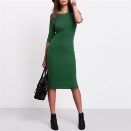 COLROVIE pracy lato styl kobiety Bodycon sukienki Sexy Casual zielony Crew Neck pół rękaw Midi sukienka