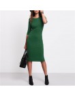 COLROVIE pracy lato styl kobiety Bodycon sukienki Sexy Casual zielony Crew Neck pół rękaw Midi sukienka